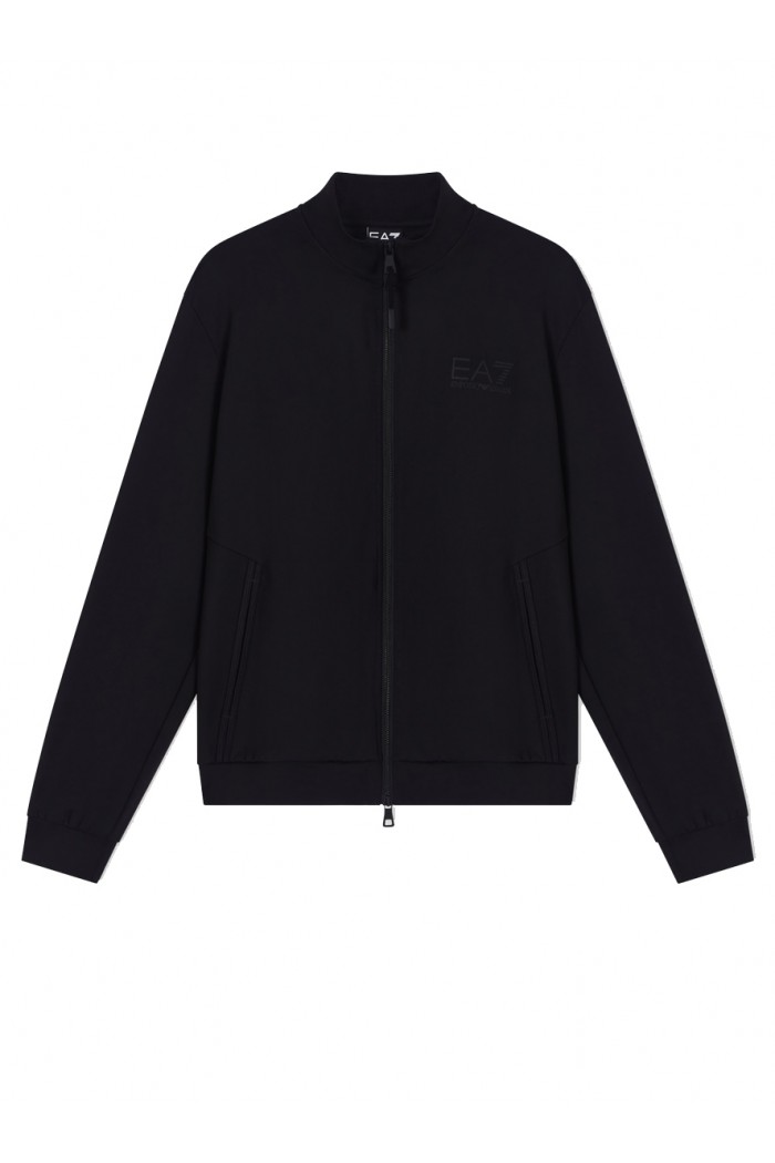 Technical fabric zip-up sweatshirt