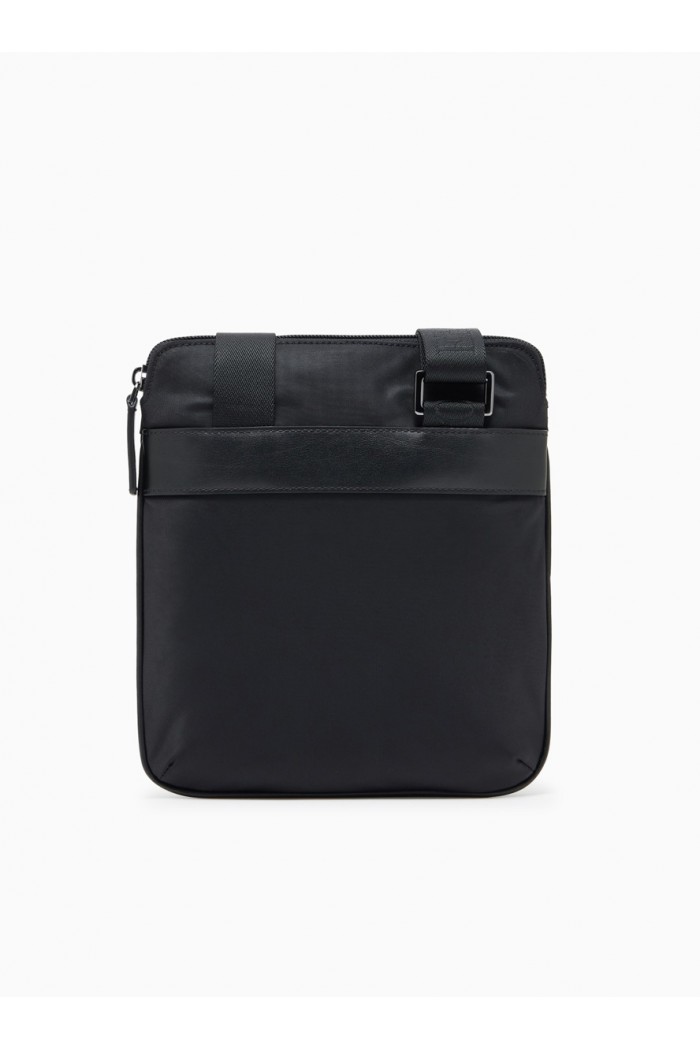 recycled-nylon flat shoulder bag