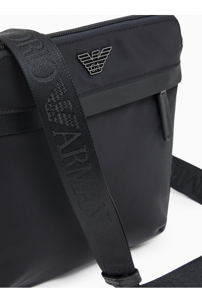recycled-nylon flat shoulder bag