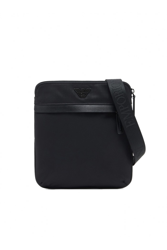 recycled-nylon flat shoulder bag