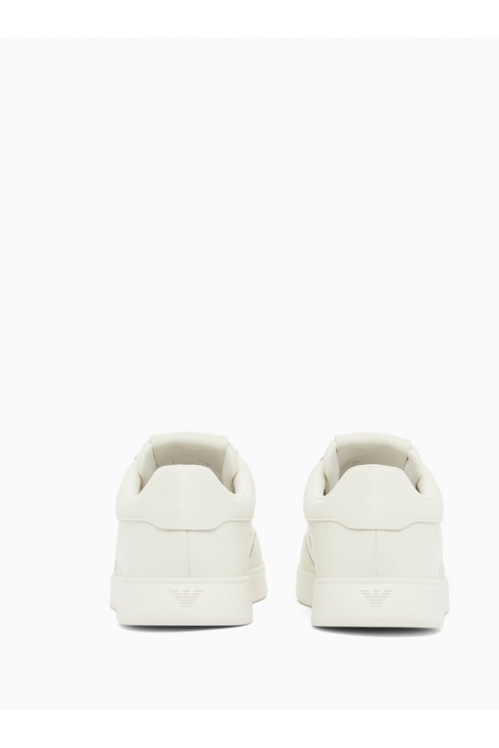 Leather sneakers with eagle plate