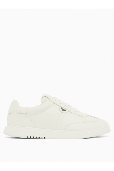 Leather sneakers with eagle plate