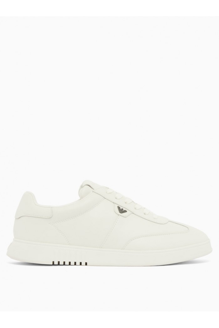 Leather sneakers with eagle plate