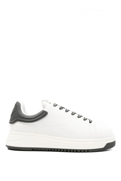 Leather sneakers with rubber back knurled sole