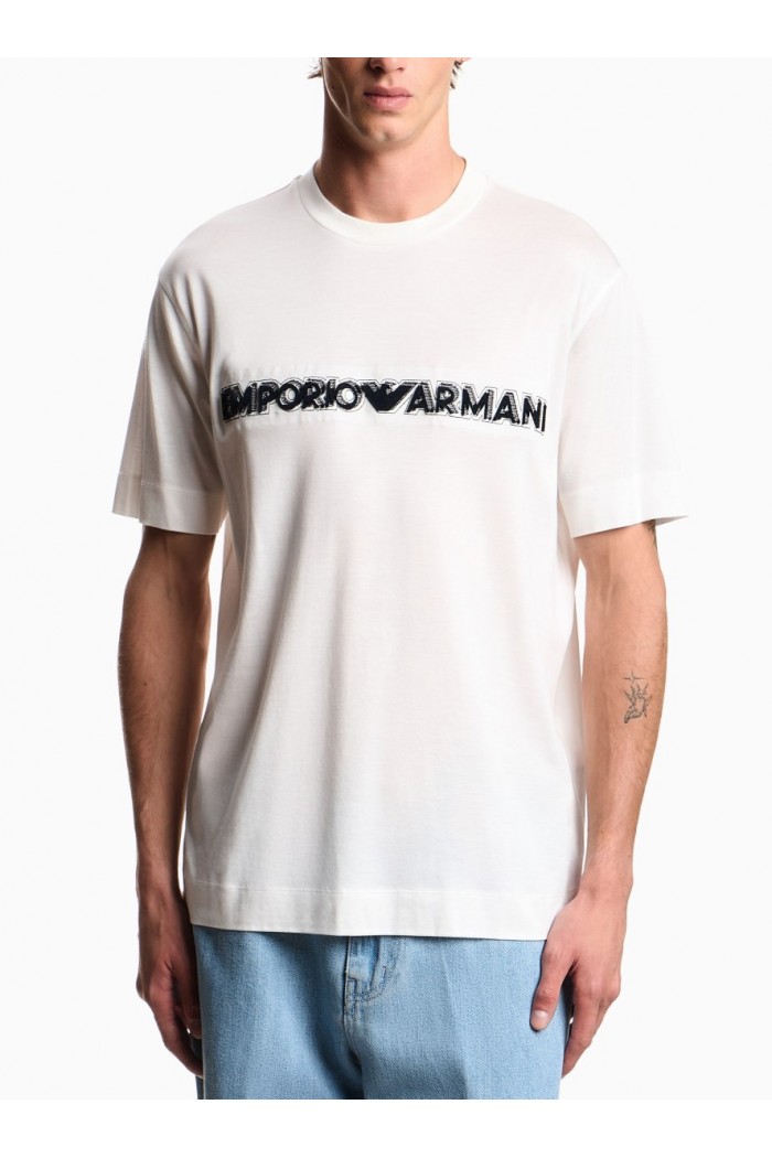Lyocell blend jersey T-shirt with soft-touch embossed logo Lyocell blend jersey T-shirt with soft-touch embossed logo