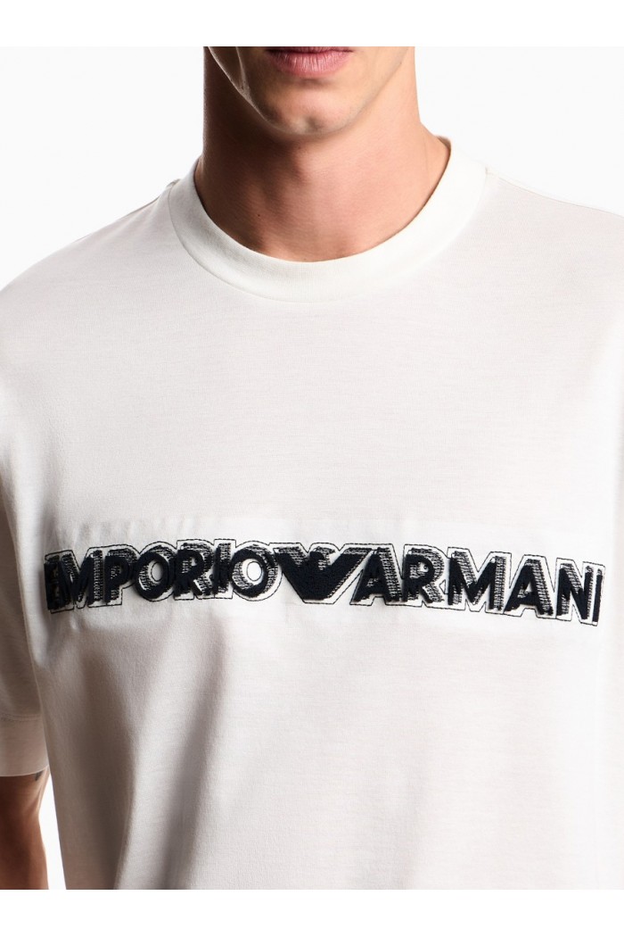 Lyocell blend jersey T-shirt with soft-touch embossed logo Lyocell blend jersey T-shirt with soft-touch embossed logo