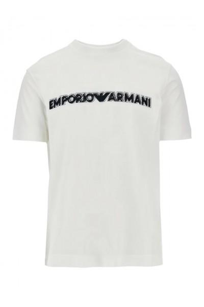 Lyocell blend jersey T-shirt with soft-touch embossed logo