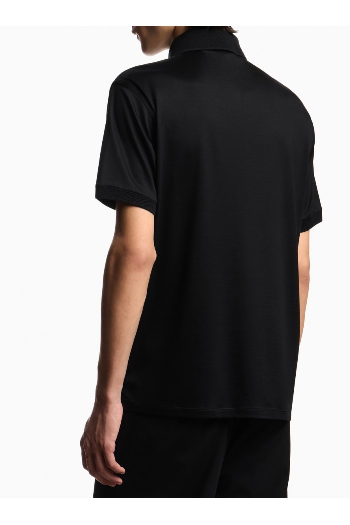 Rounded micro eagle polo shirt in a Lyocell blend jersey