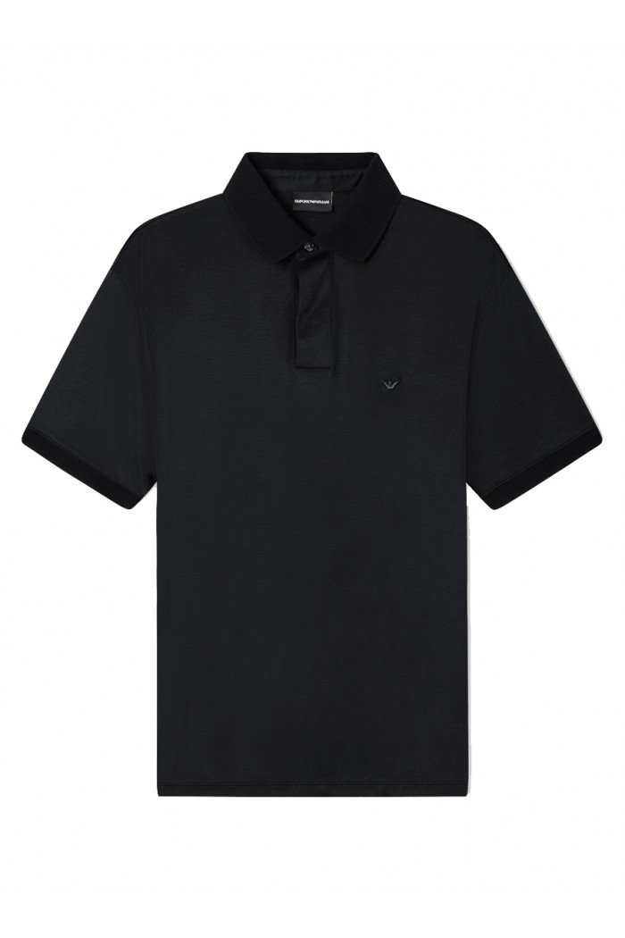 Rounded micro eagle polo shirt in a Lyocell blend jersey
