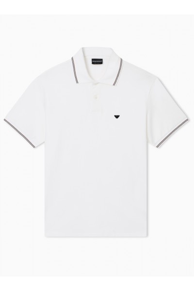 Slim-fit stretch piqué polo shirt with micro eagle