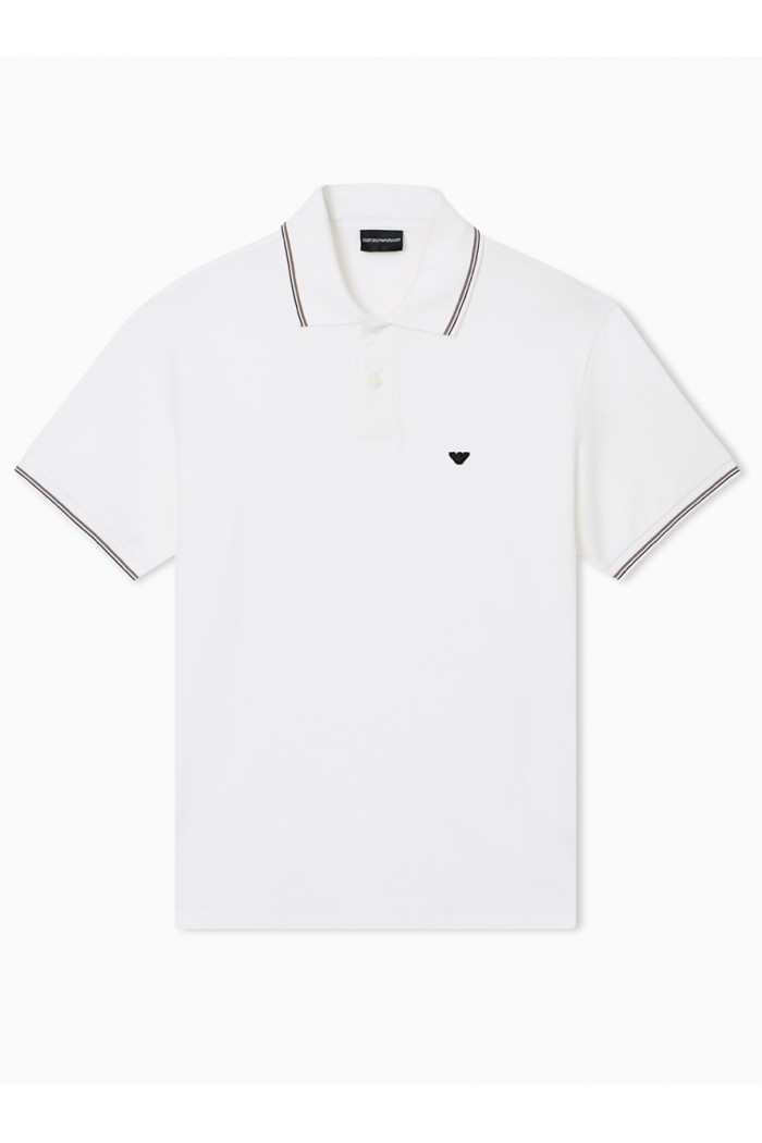 Slim-fit stretch piqué polo shirt with micro eagle Slim-fit stretch piqué polo shirt with micro eagle