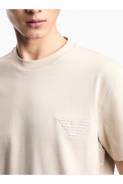 Slim fit T-shirt in heavy jersey with domed eagle
