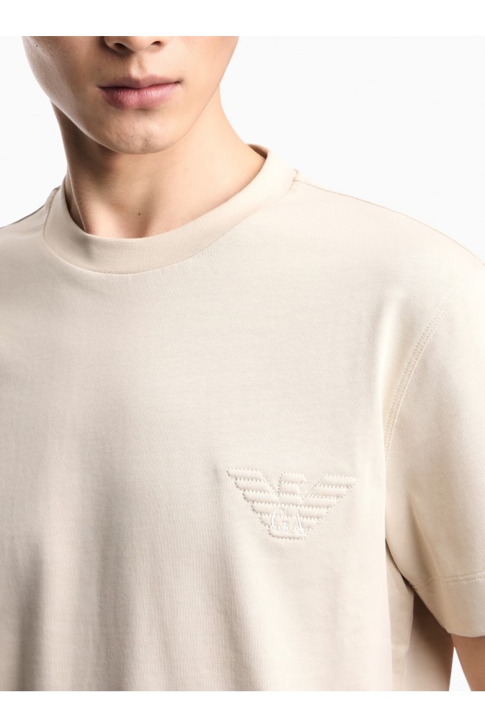 Slim fit T-shirt in heavy jersey with domed eagle Slim fit T-shirt in heavy jersey with domed eagle