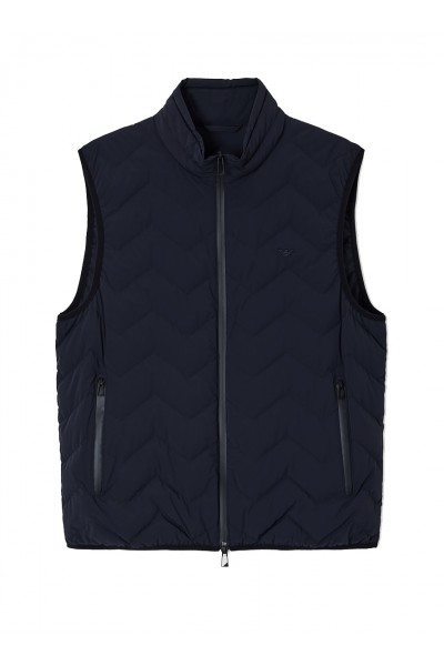 Water-repellent chevron quilted nylon spandex sleeveless down jacket