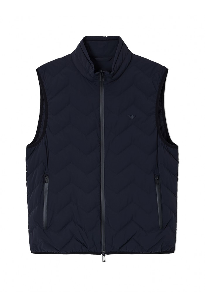 Water-repellent chevron quilted nylon spandex sleeveless down jacket Water-repellent chevron quilted nylon spandex sleeveless down jacket