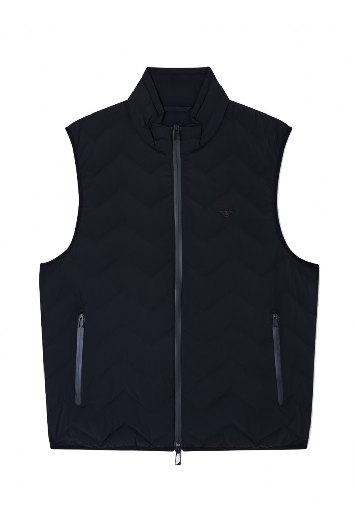Water-repellent chevron quilted nylon spandex sleeveless down jacket Water-repellent chevron quilted nylon spandex sleeveless down jacket