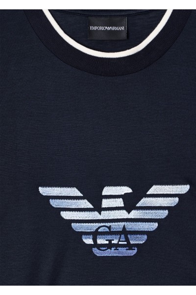 Slim-fit T-shirt in a Lyocell-blend jersey featuring a gradient eagle embroidery