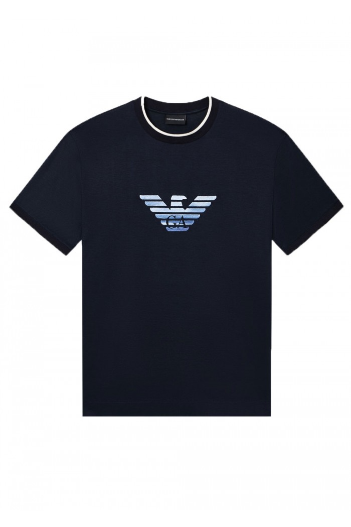 Slim-fit T-shirt in a Lyocell-blend jersey featuring a gradient eagle embroidery Slim-fit T-shirt in a Lyocell-blend jersey featuring a gradient eagle embroidery