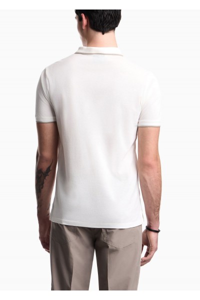V-neck piqué polo shirt