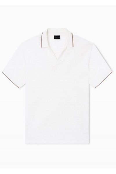 V-neck piqué polo shirt