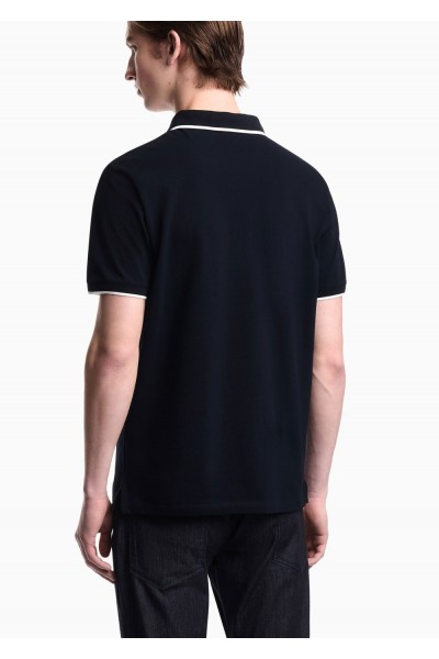 V-neck piqué polo shirt