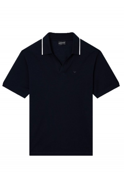 V-neck piqué polo shirt