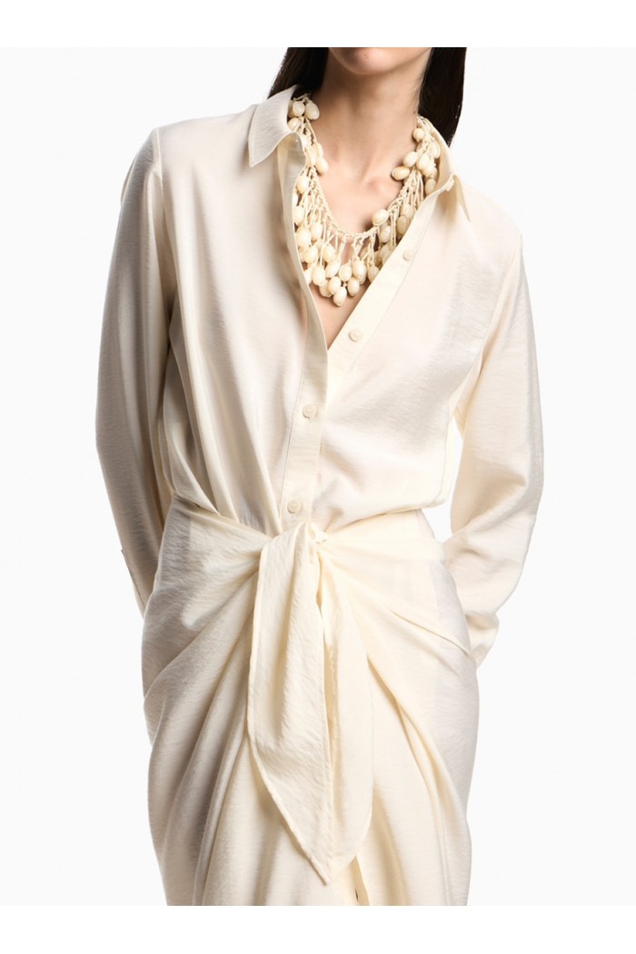 Two-piece-effect technical rayon dress