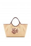 Woven straw large shopper bag with EA logo