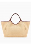 Woven straw large shopper bag with EA logo