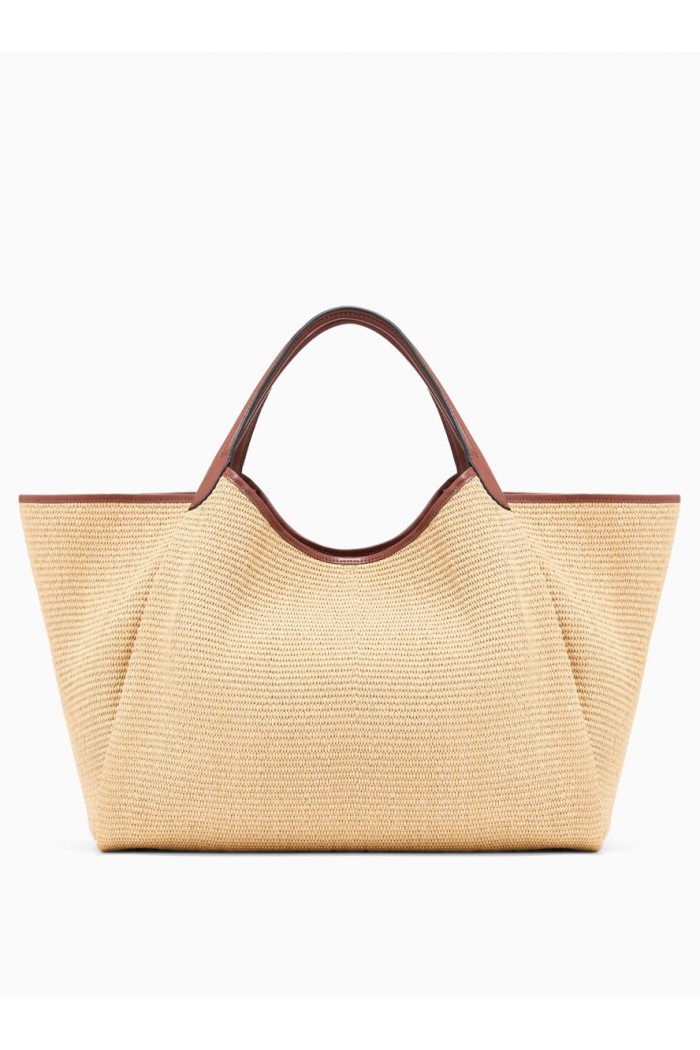 Woven straw large shopper bag with EA logo