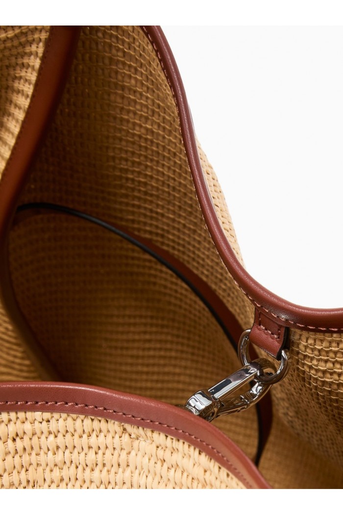 Woven straw large shopper bag with EA logo