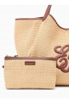 Woven straw large shopper bag with EA logo