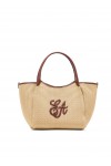 Woven straw medium shopper bag with EA logo