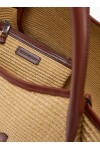 Woven straw medium shopper bag with EA logo