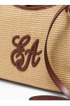 Woven straw medium shopper bag with EA logo