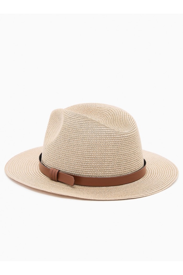 Woven raffia fedora hat