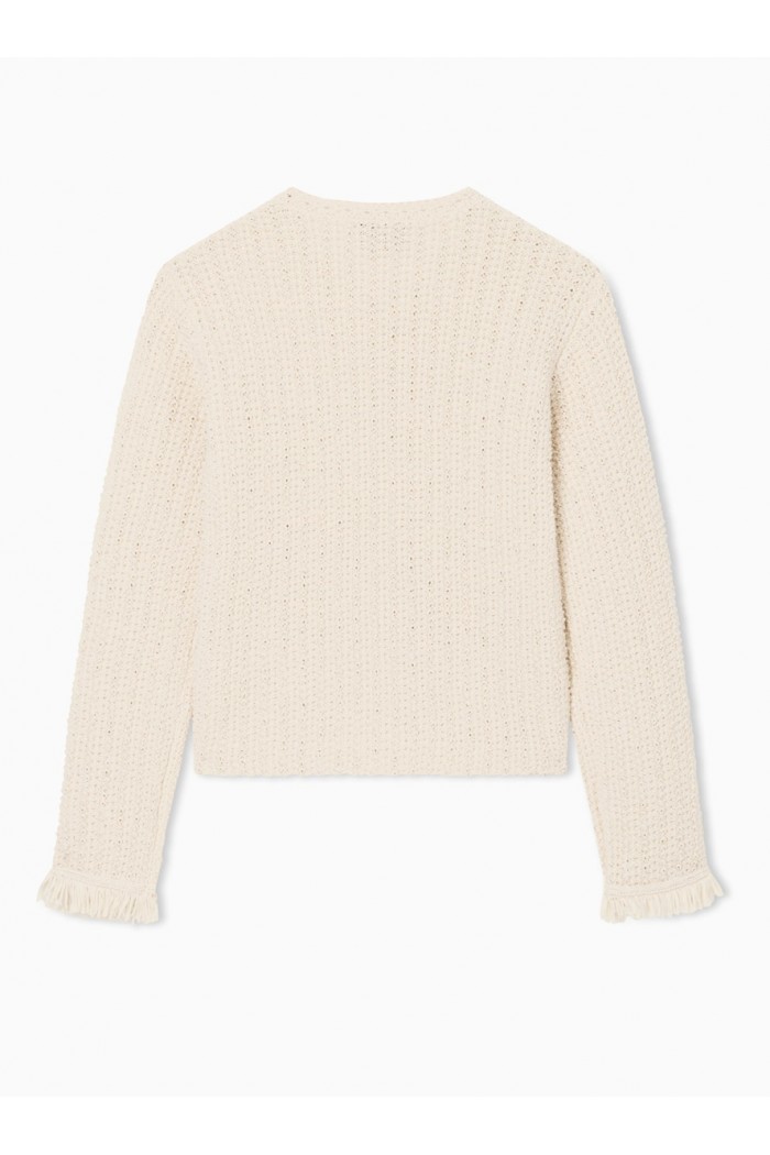 Check-effect knit jacket
