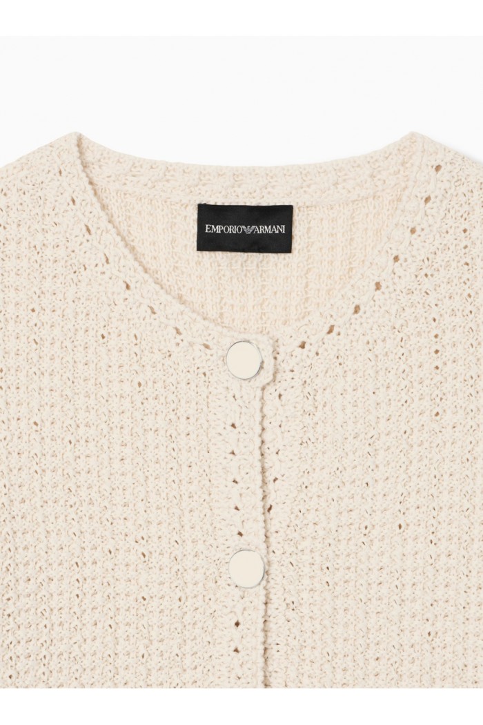 Check-effect knit jacket
