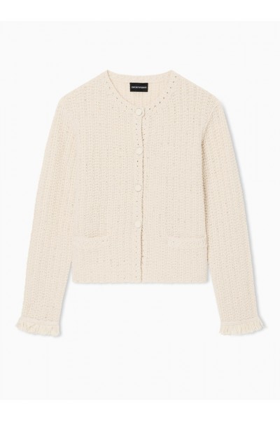 Check-effect knit jacket