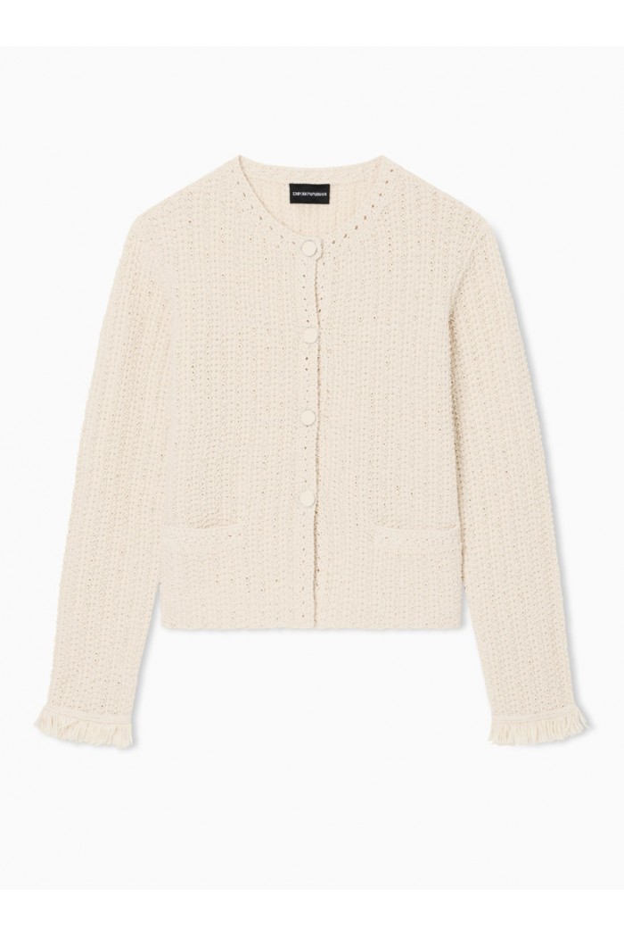 Check-effect knit jacket