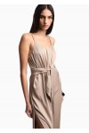 Twill crêpe sash dress