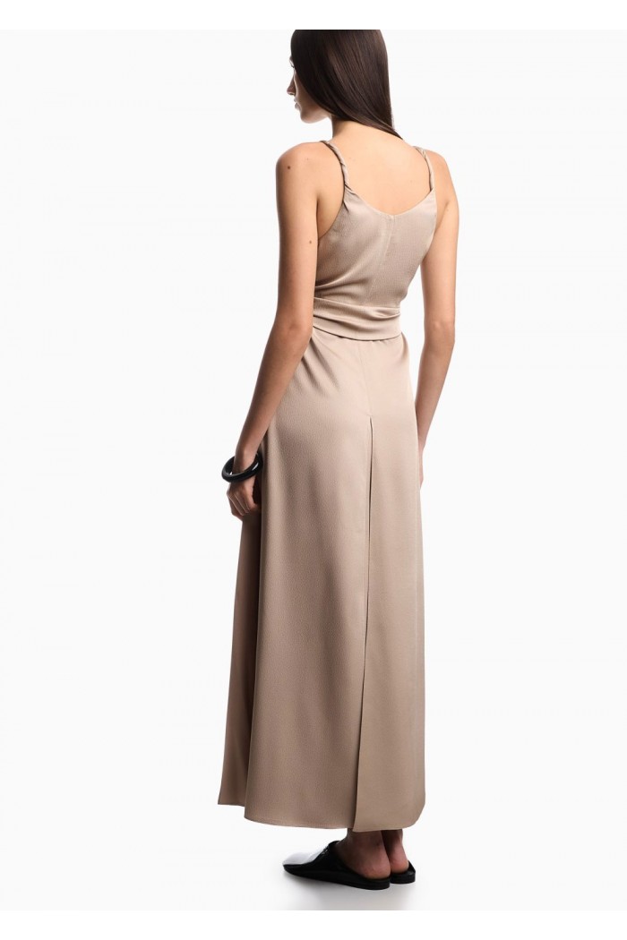 Twill crêpe sash dress