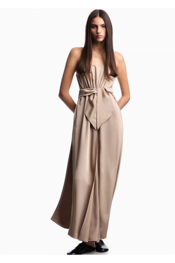 Twill crêpe sash dress