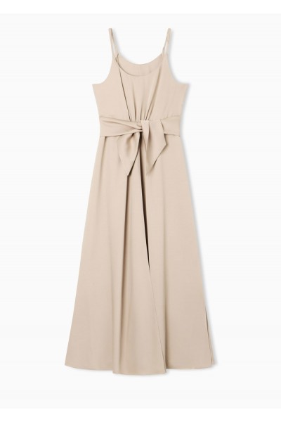 Twill crêpe sash dress