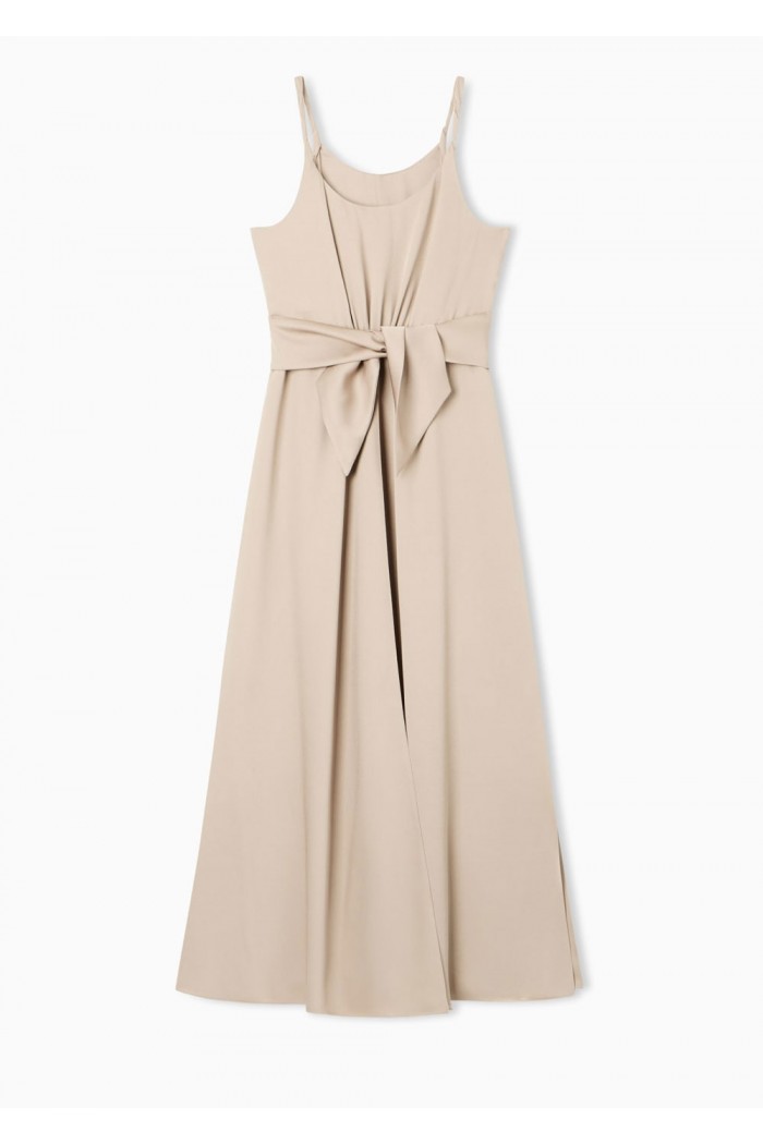 Twill crêpe sash dress