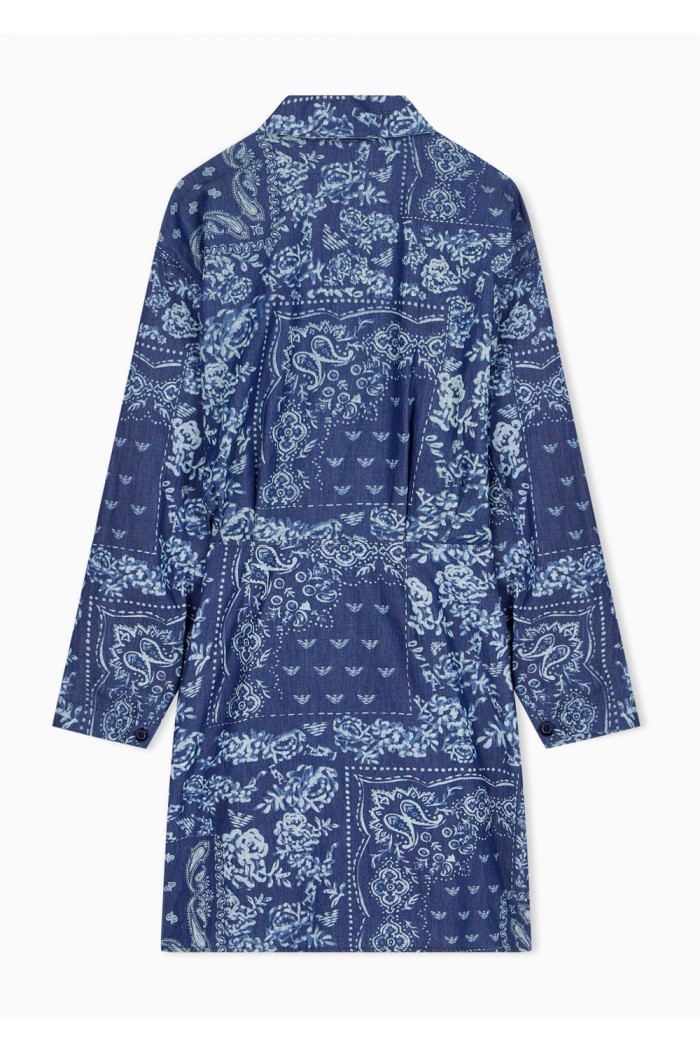 Bandana print chambray dress