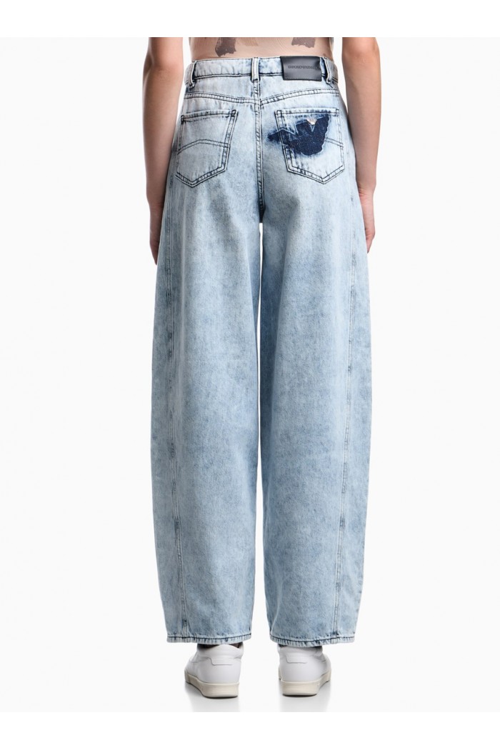 J3I relaxed-fit jeans in vintage look denim with eagle stencil