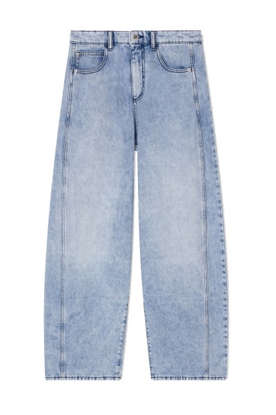 J3I relaxed-fit jeans in vintage look denim with eagle stencil