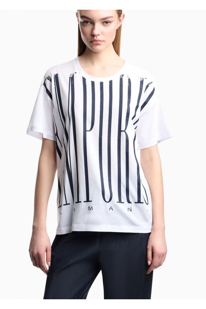 Lightweight jersey T-shirt with oversized Emporio lettering
