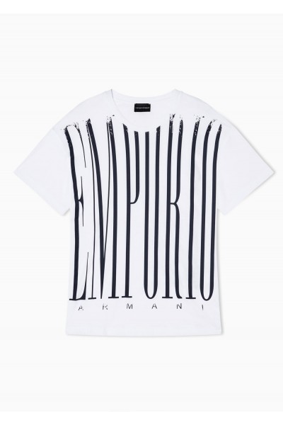 Lightweight jersey T-shirt with oversized Emporio lettering
